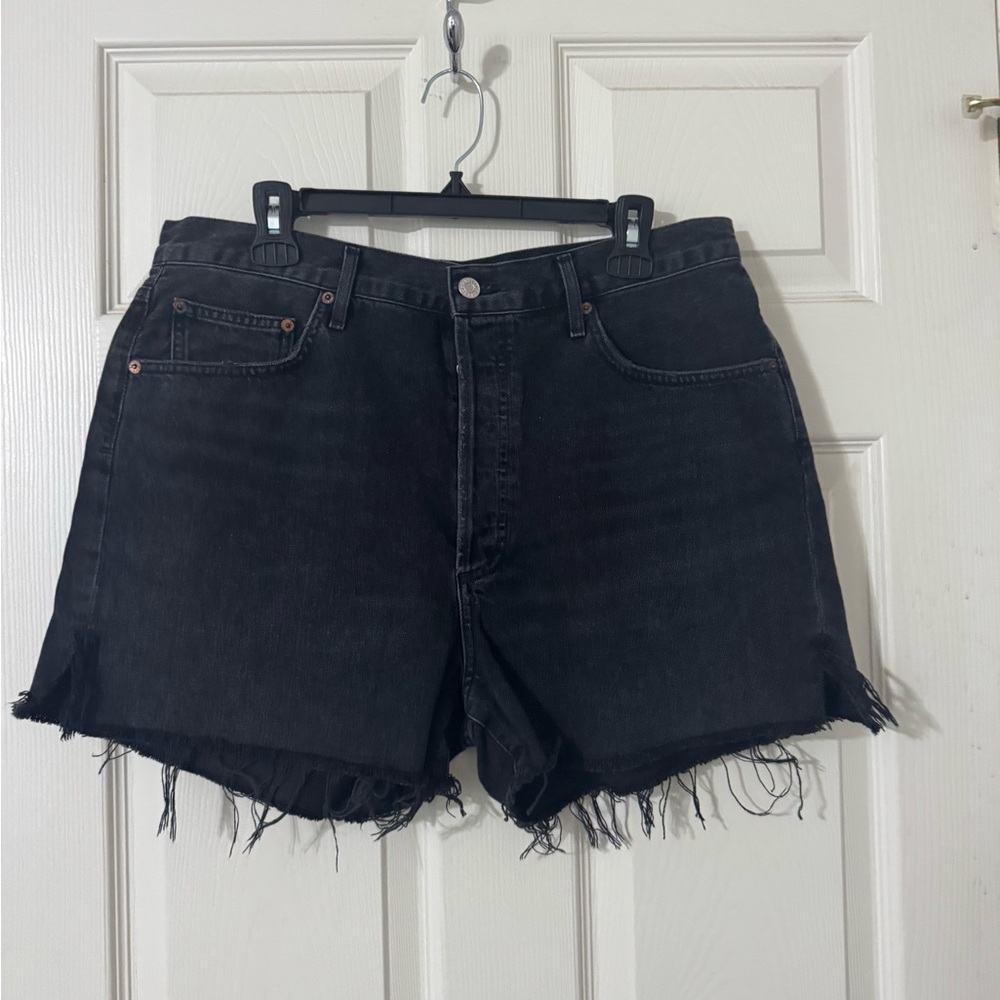 Agolde Black Distressed Cutoff Jean Shorts